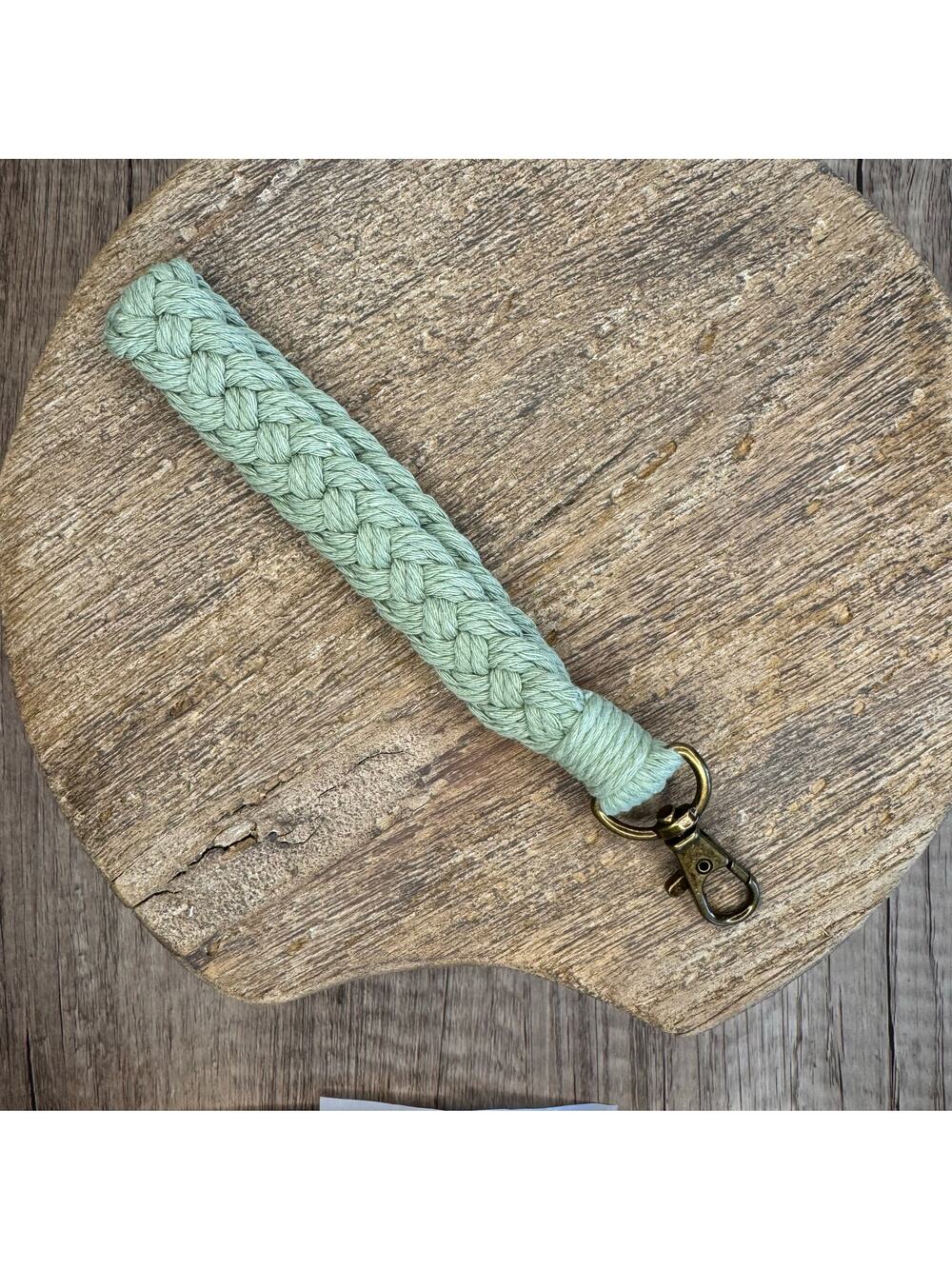 Mint Green Wristlet Purse Strap Macrame Pink Bag Charm Keychain Accessory NEW